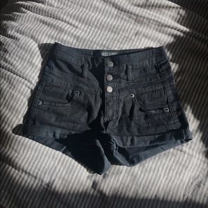 High waisted black shorts